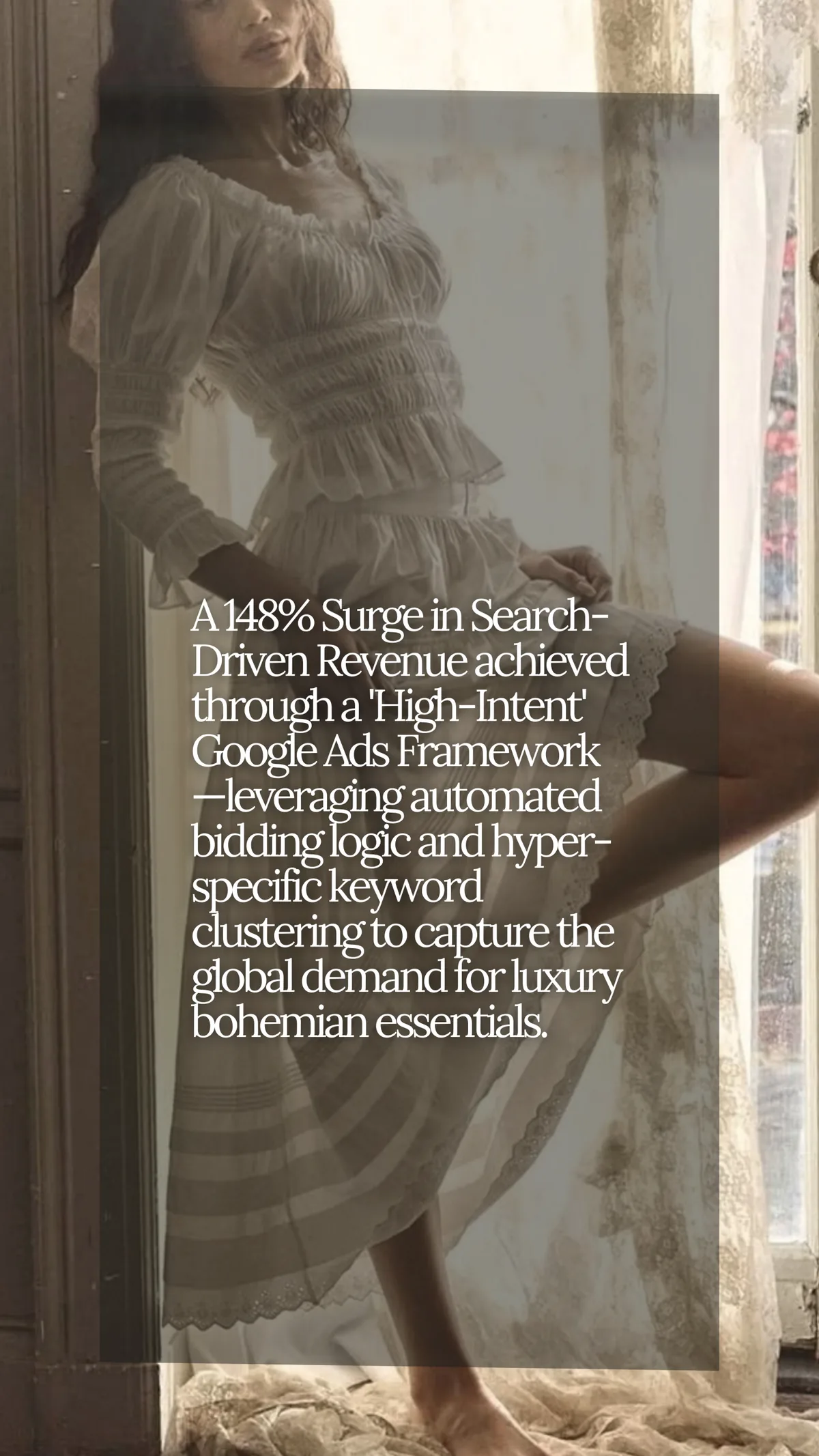 DÔEN portfolio graphic with campaign-summary text over brand imagery