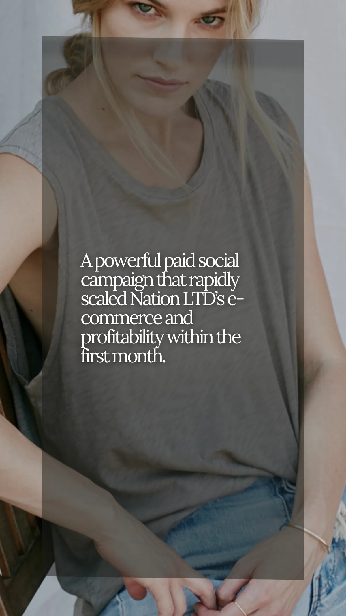 Nation LTD portfolio graphic with campaign-summary text over brand imagery